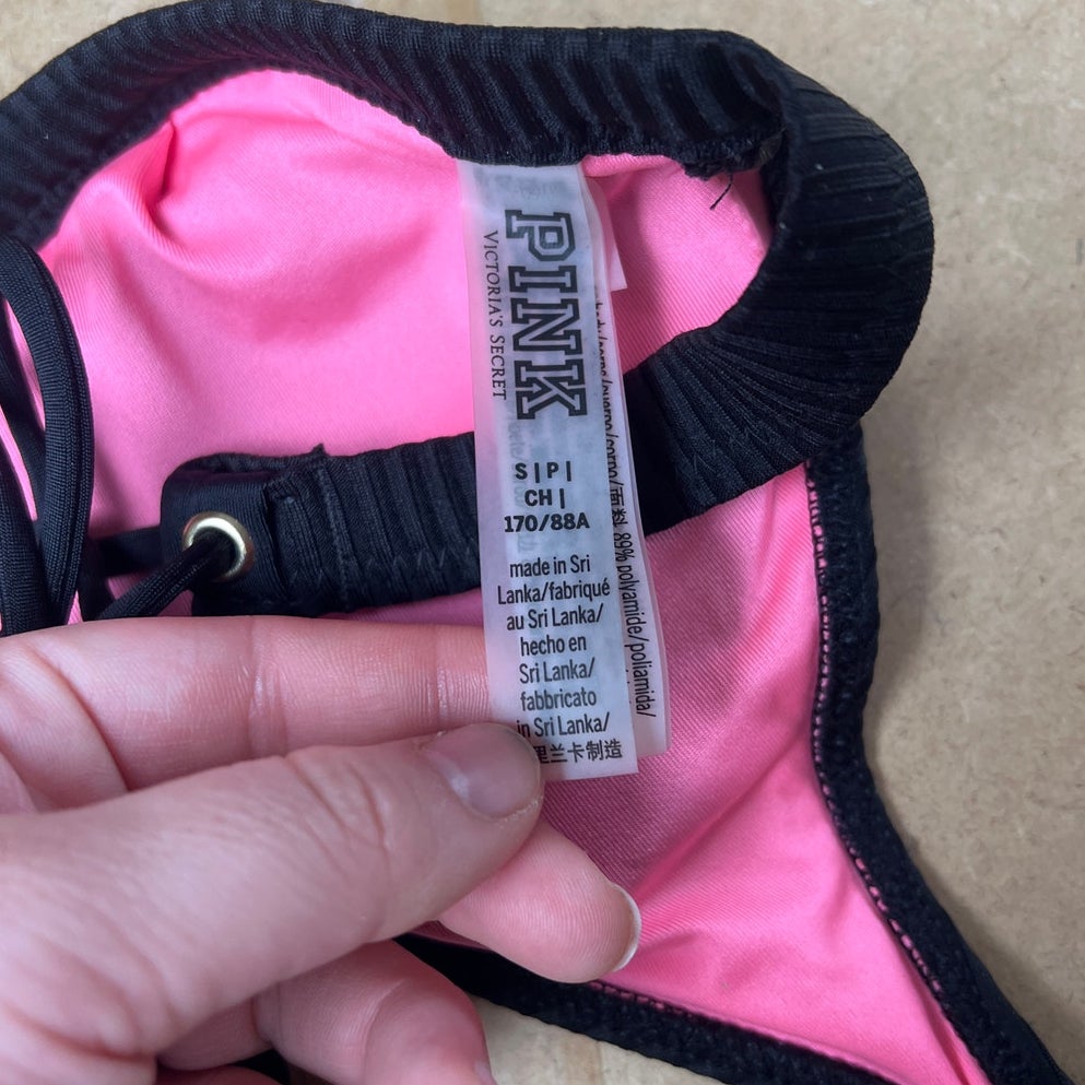 Pink Victoria Secret Black Swim Top Size S