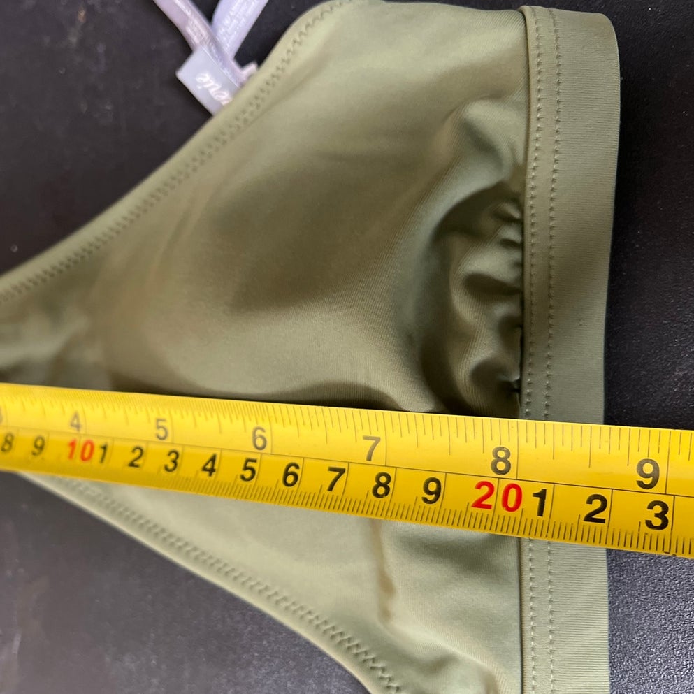 Aerie Size Medium Bikini Top Khaki Triangle Beads Swimwear