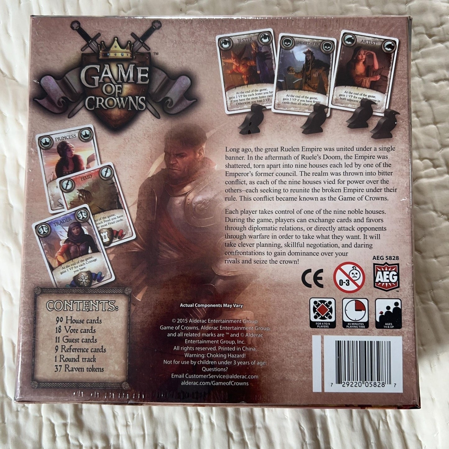 Alderac Game Of Crowns Strategy Board Game 2015 4-8 Players Diplomacy AEG
