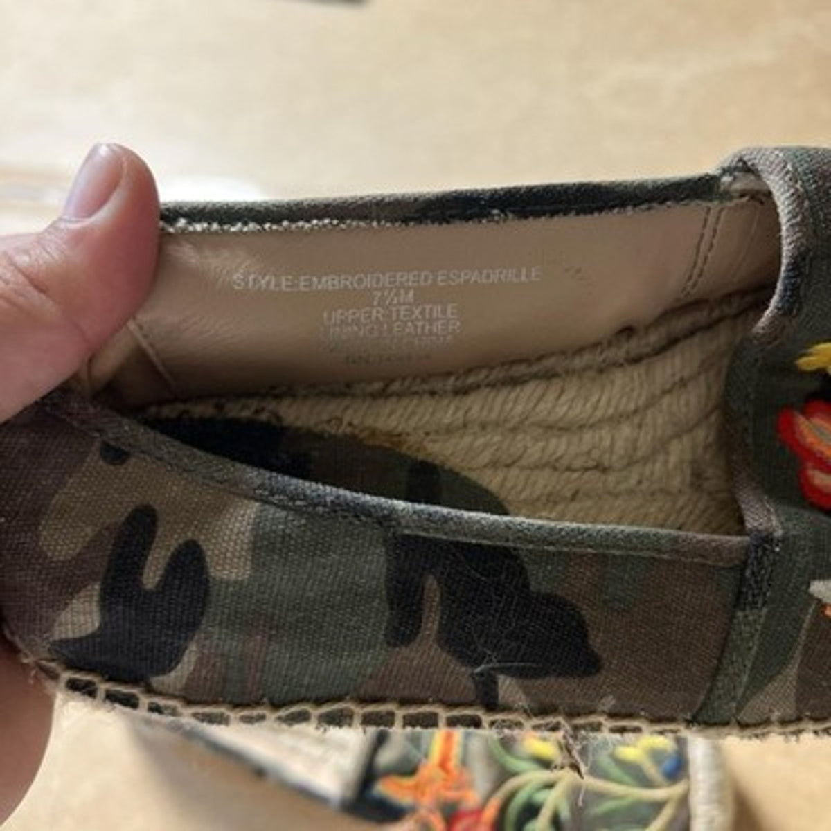 Johnny Was Espadrille Flats Womens 7.5 Multicolor Camo Floral Canvas Shoes