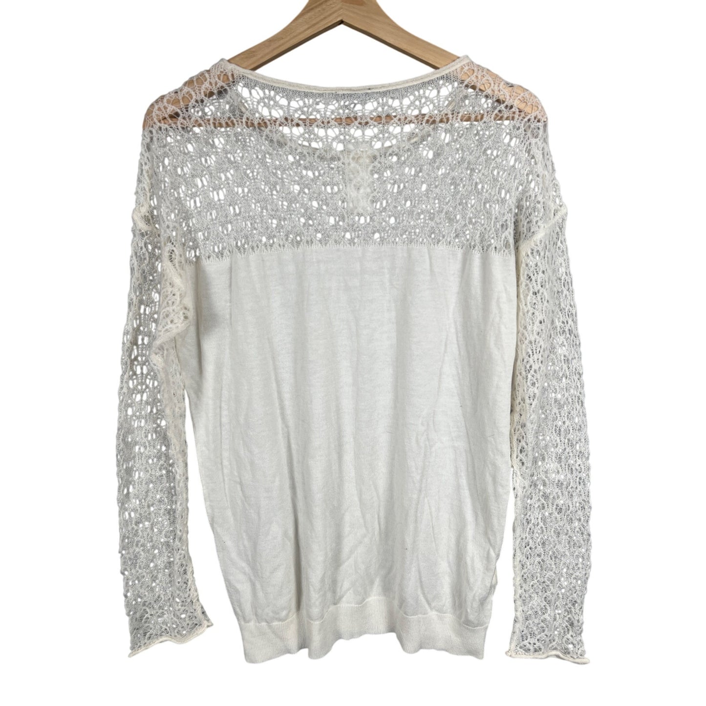 Ann Taylor NWT Size Large Knit Crochet Sleeve Pullover