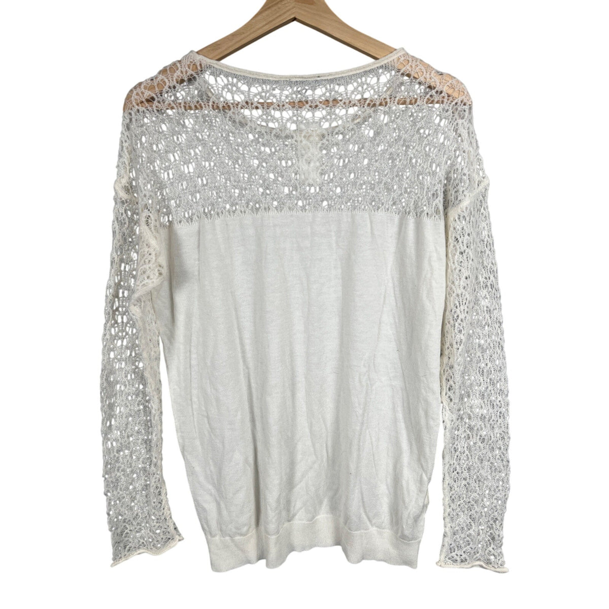 Ann Taylor NWT Size Large Knit Crochet Sleeve Pullover