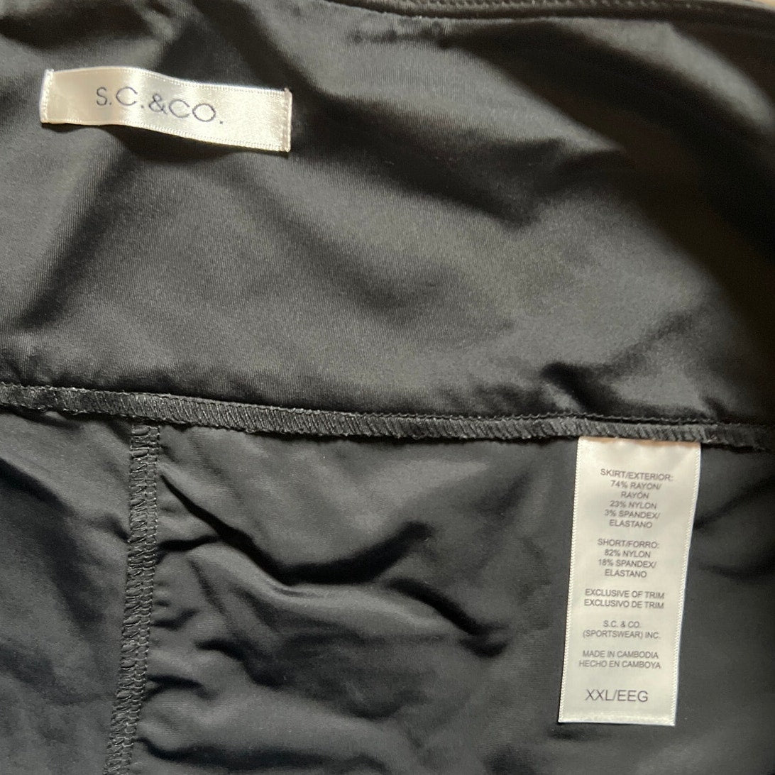 S.C. & Co. Womens 2XL Black White Pattern AOP Tummy Control Skort Front Pockets