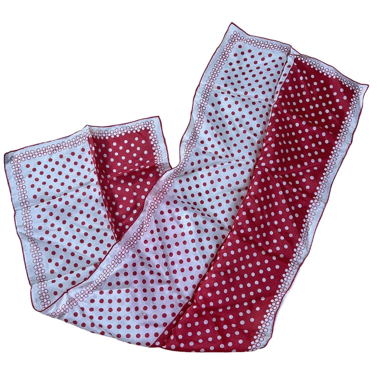 Kerchief Mens One Size Red Polka Dot Rayon Silk Satin Rectangle Scarf Japan