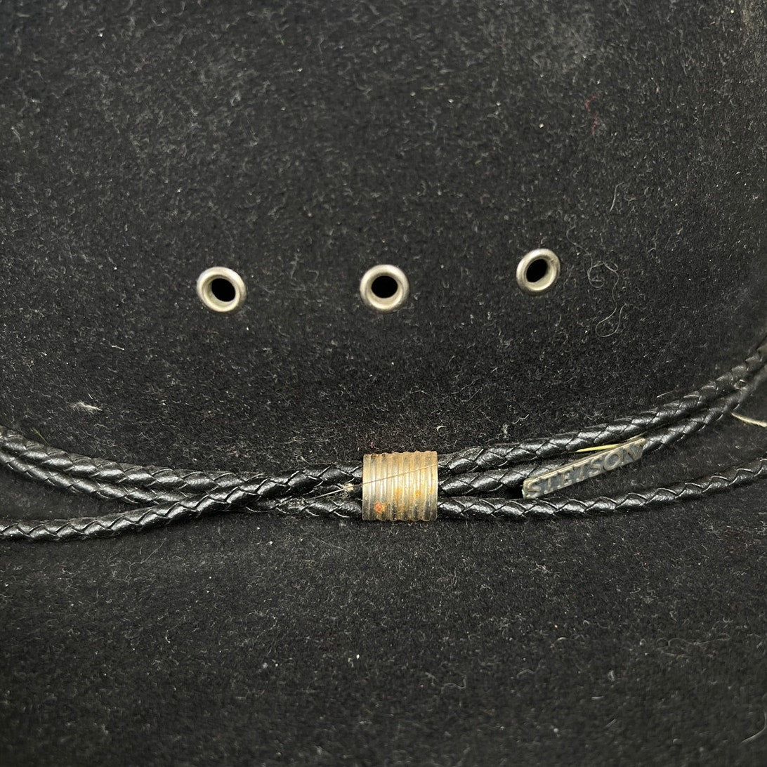 Stetson Tyler Carson 57 7 1/8 Beaver Felt Black Western Leather Band Cowboy Hat