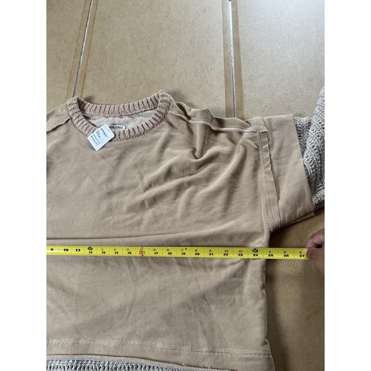 We The Free Sweater Womens S Beige Open-Knit Cotton-Blend Pullover Relaxed