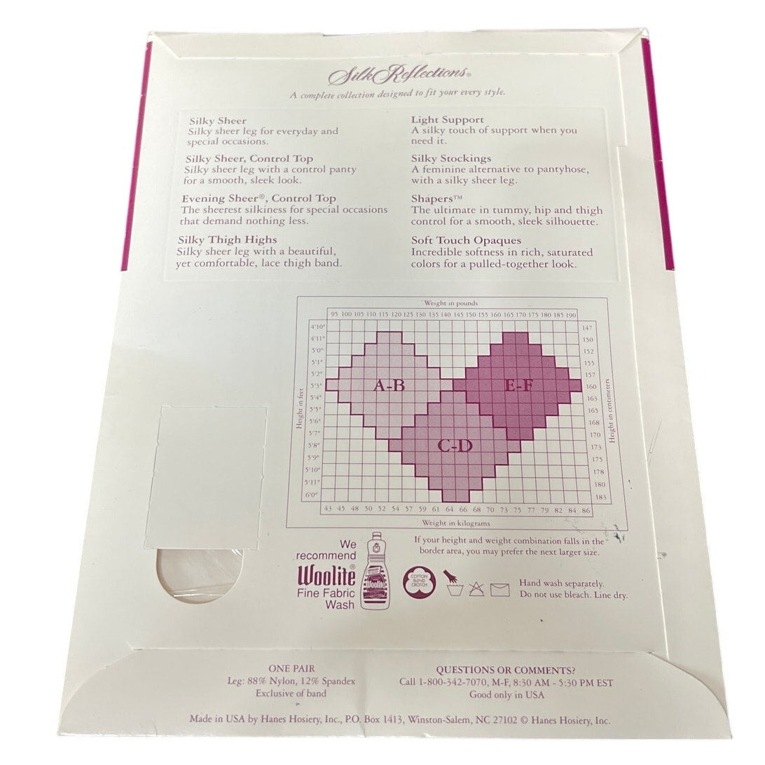 Hanes NWT Silk Reflection Silky Thigh Tights Sheer Sandal Foot Size AB