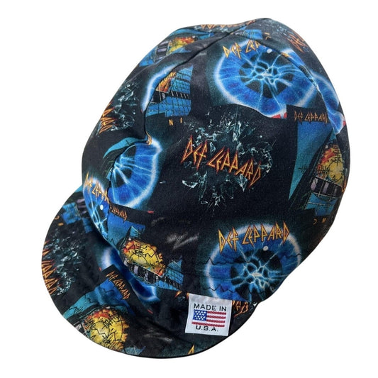 Vintage Def Leppard Hat Cap Fitted Mens One Size Multicolor Rock Band Twill 80s