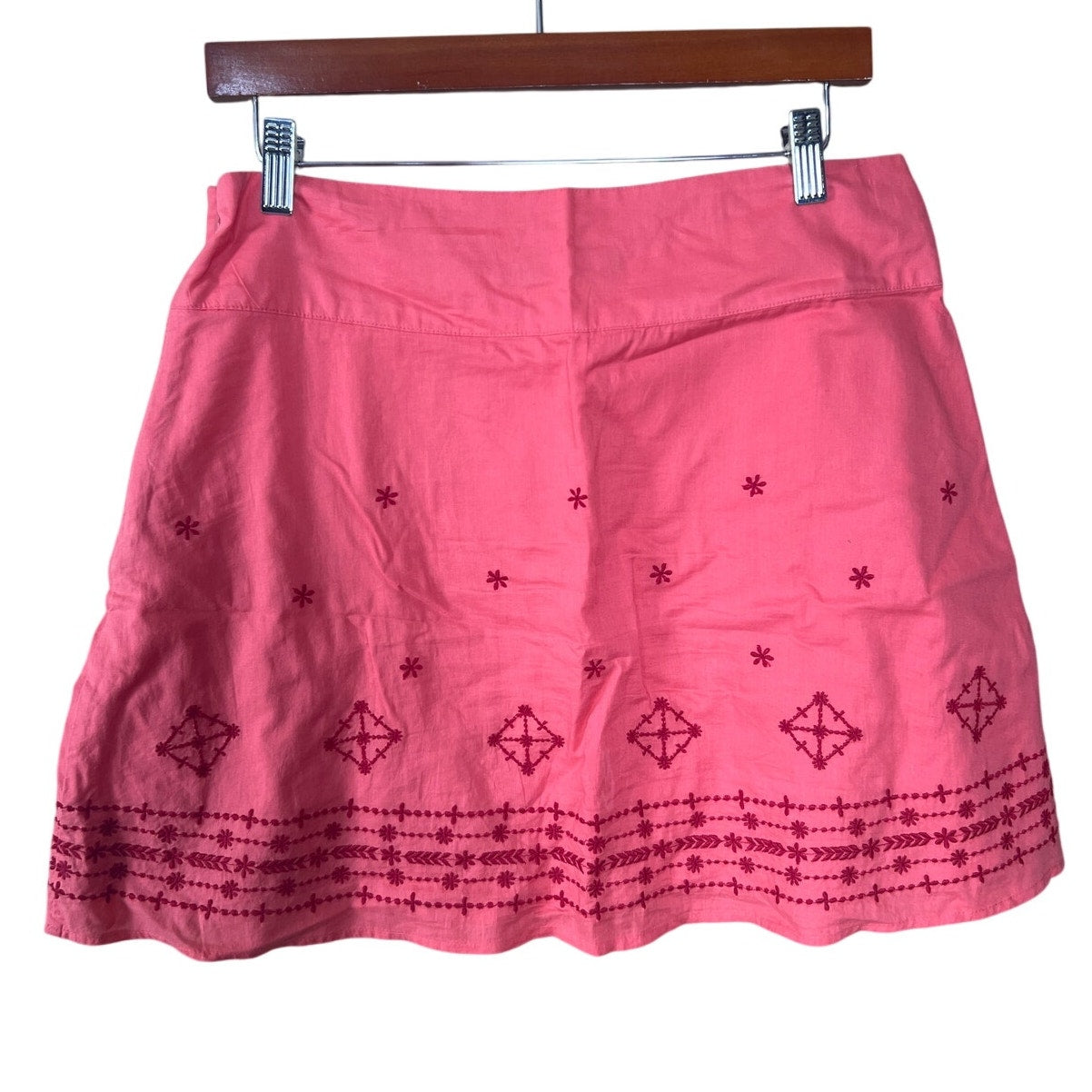 Prana Women's Embroidered Cotton Skirt Color Pink Size 8