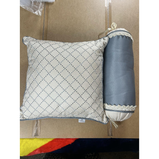 Waterford Linens Cushion Gray 40 X 40 Cm Traditional Geometric Polyester Blend