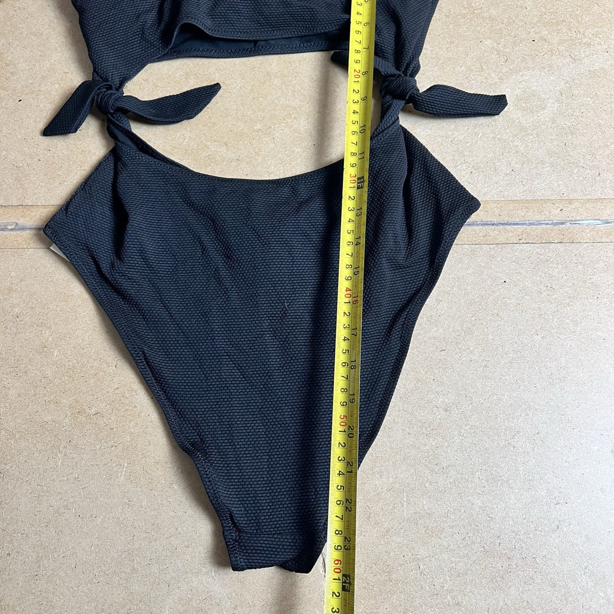 NWT Aerie One Piece Womens L Black Cheeky Cutout Lined Adjustable Bow Side Tie