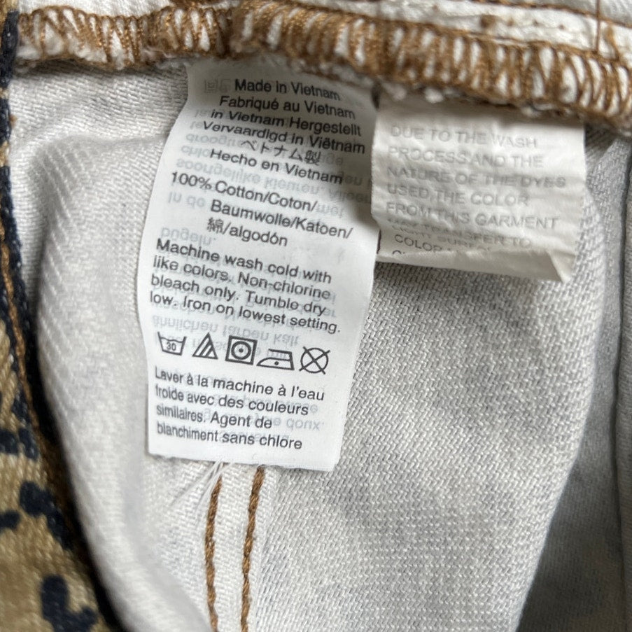 Madewell Rigid Denim A-Line Mini Skirt in Leopard Print Size 32