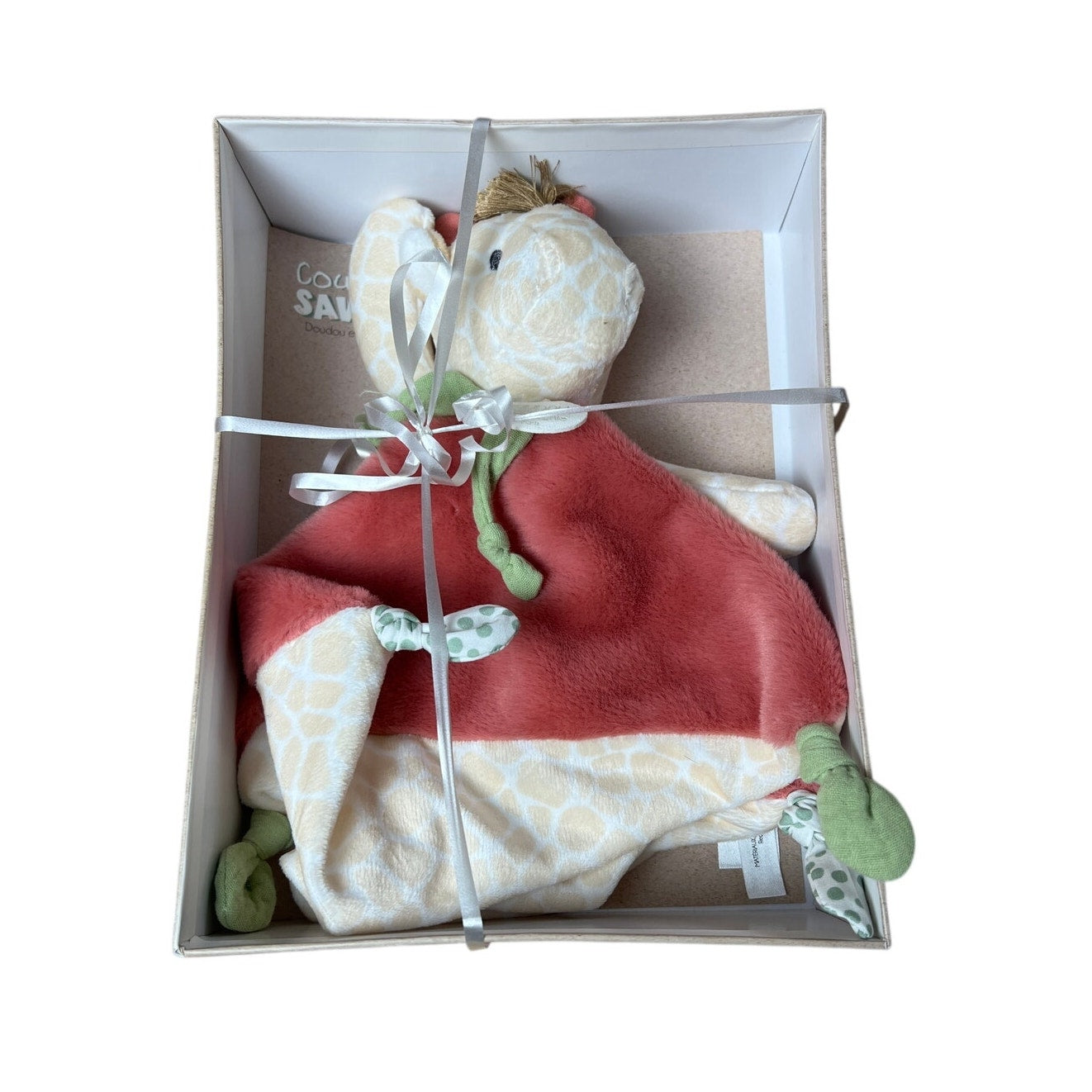 NIB Doudou et Compagnie Paris Couleurs Savane Giraffe Baby Blanket Lovey Knotted
