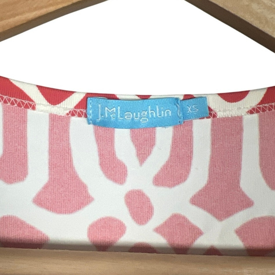 J McLaughlin Nylon Women Pink Geometric Dunham Ruffle Top XS