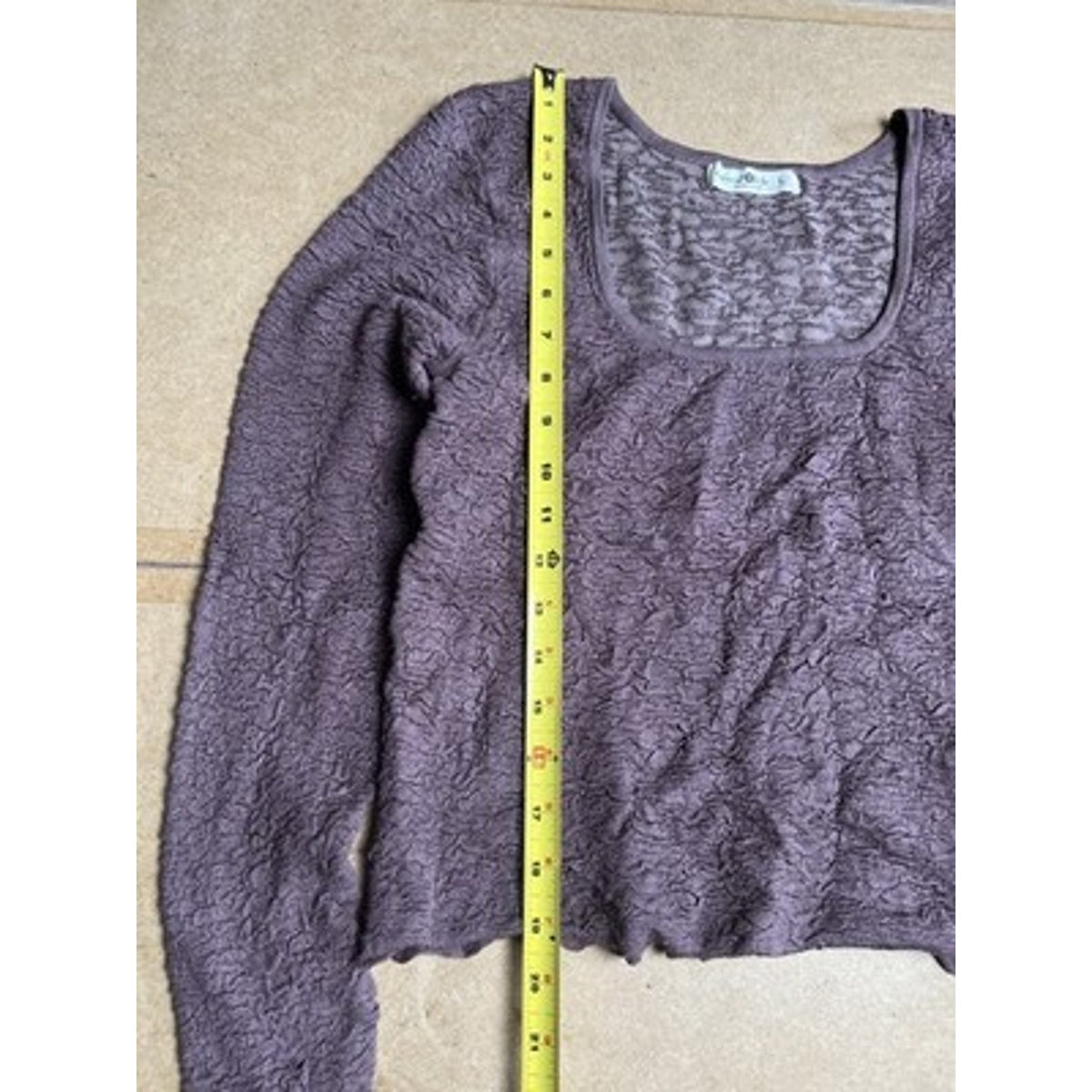 Natural Life Blouse Womens L Purple Square Neck Stretch Lightweight Long Sleeve