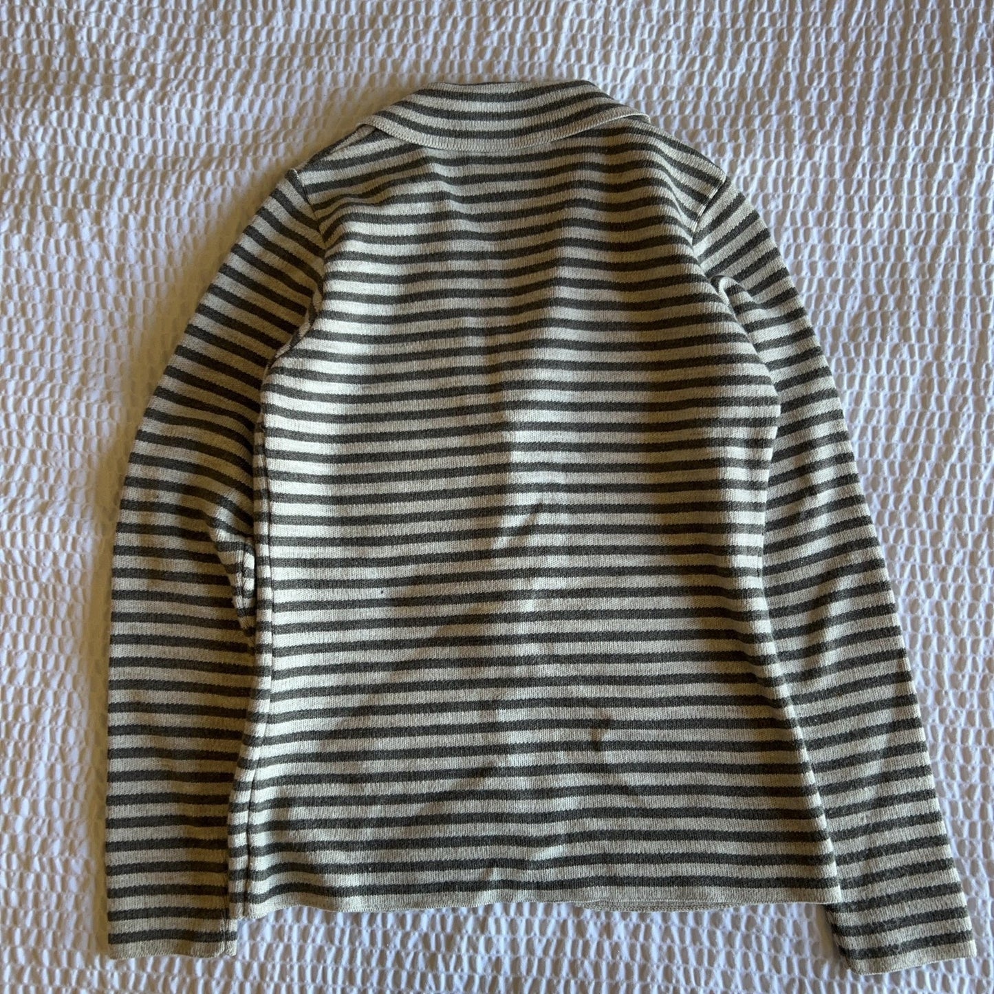 Anna Jasper Cardigan Womens M Gray Alpaca Wool Striped Collared Button