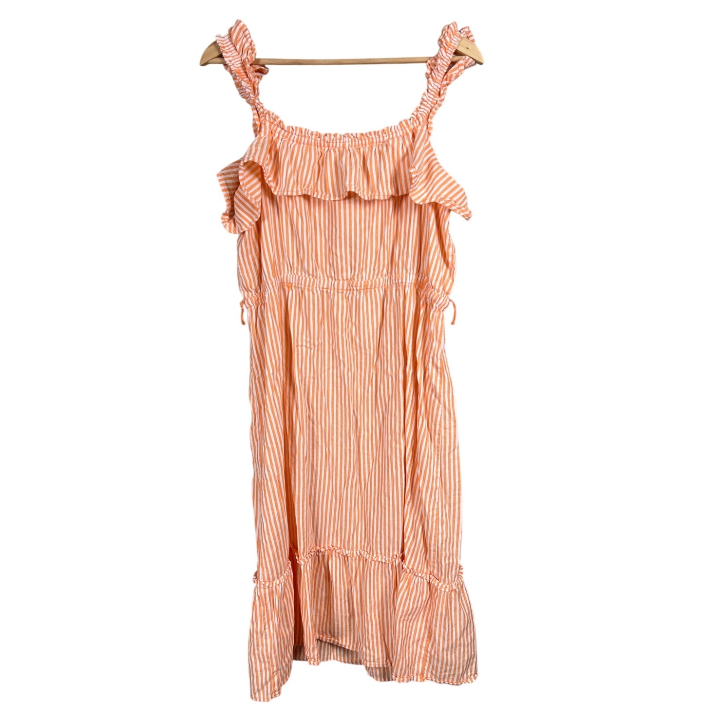 Michael Kors Striped Dress Size XL Summer Dress Boho Peasant Ruffle Neck