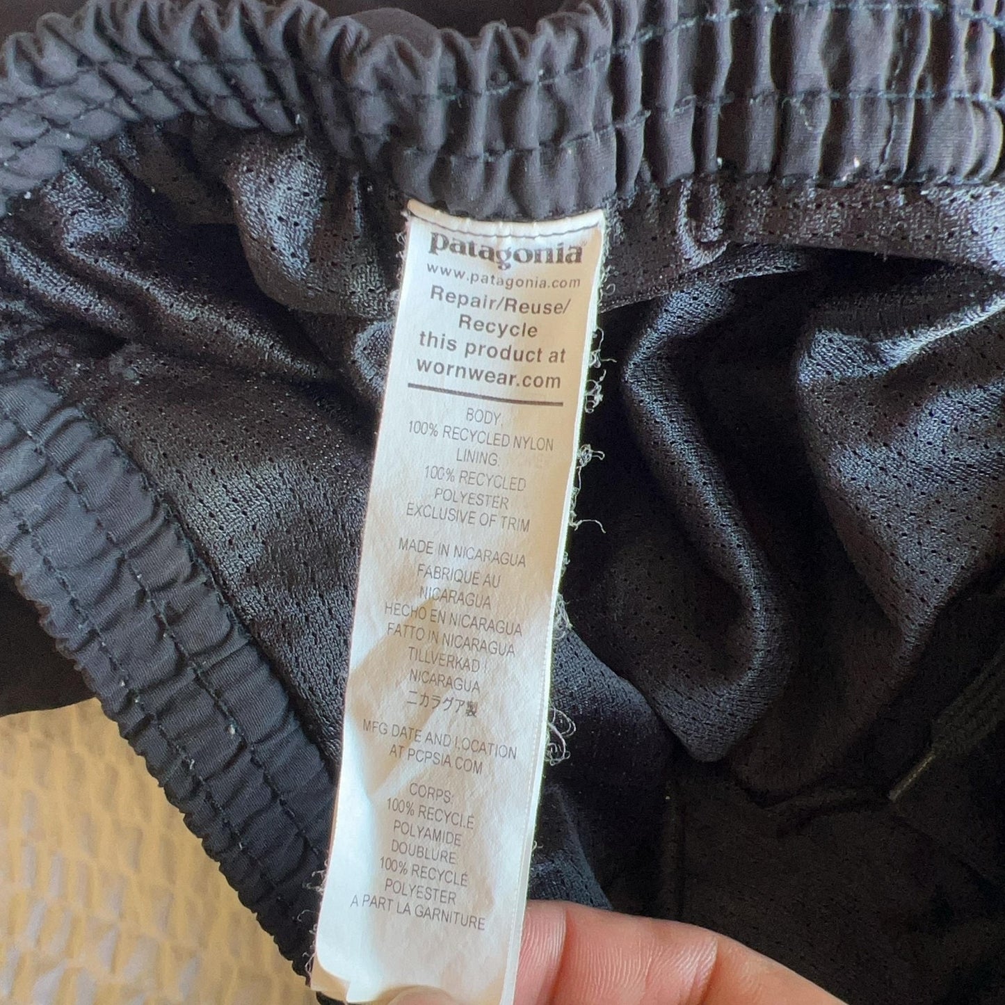 Patagonia Mens L Black Athletic Shorts 36 Waist Elastic Drawstring Mesh