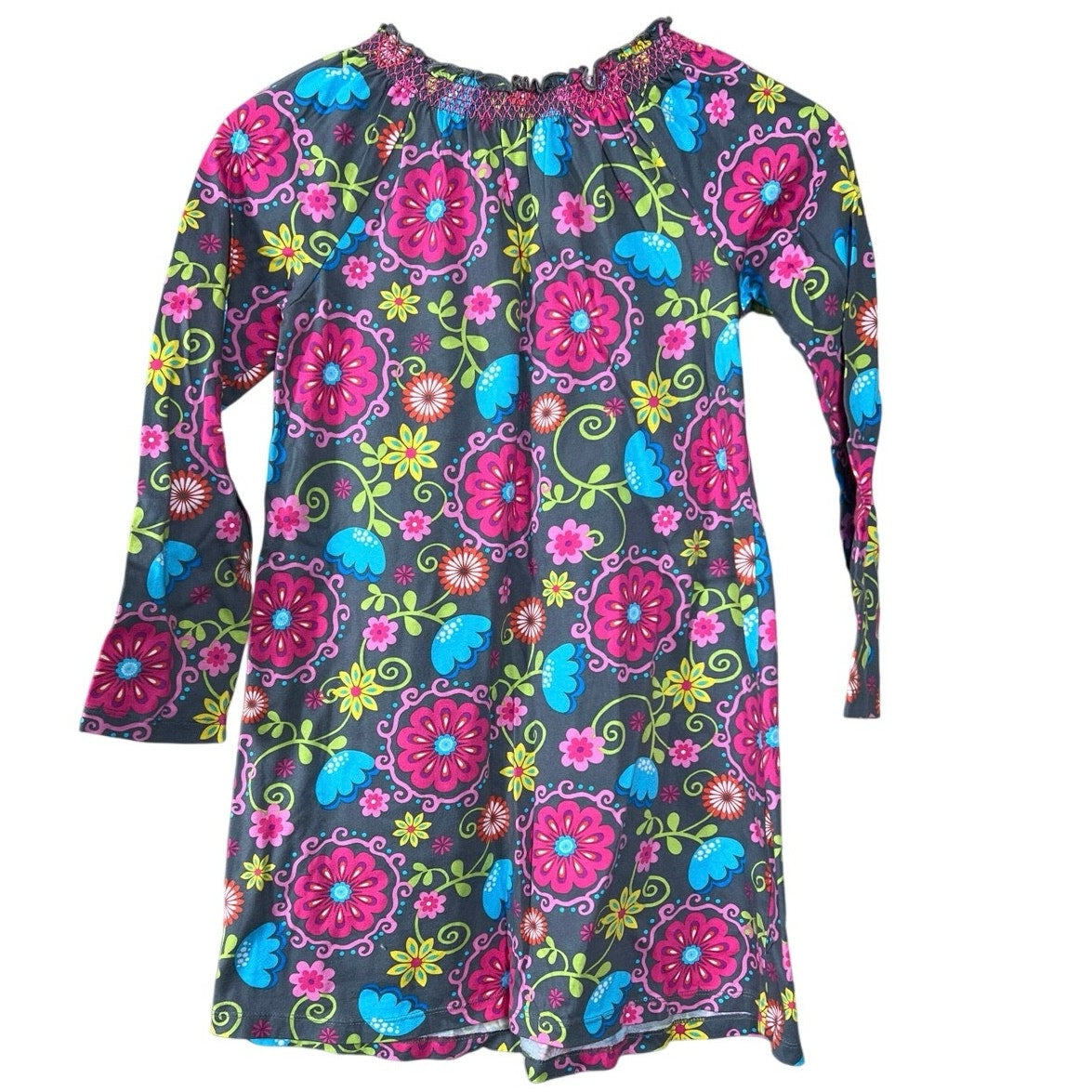 Hanna Andersson 130 Girls Bright Dress Floral Long Sleeve