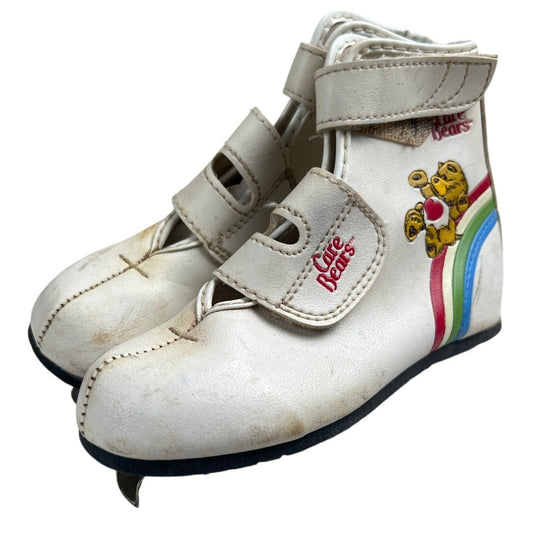 1983 Care Bear Kid Ice Skates White Size 11J Rainbow Style Youth