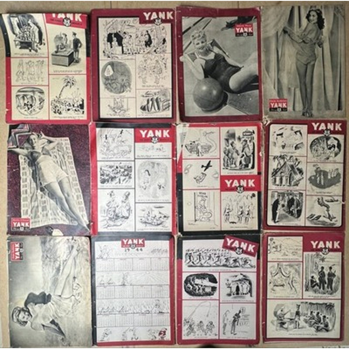 YANK The Army Weekly 1945 British Edition WWII Magazines Red Black Covers