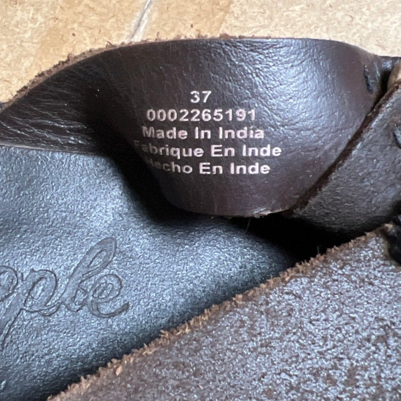 Free People Sandals Slides Women Size 37 US 6 Brown Leather