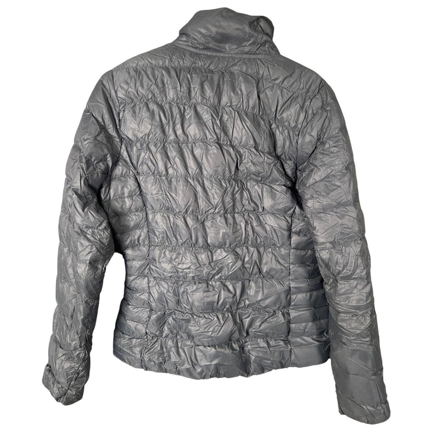 Athleta Downalicious Size Medium Lightweight Puffer Jacket 100% Nylon Gray