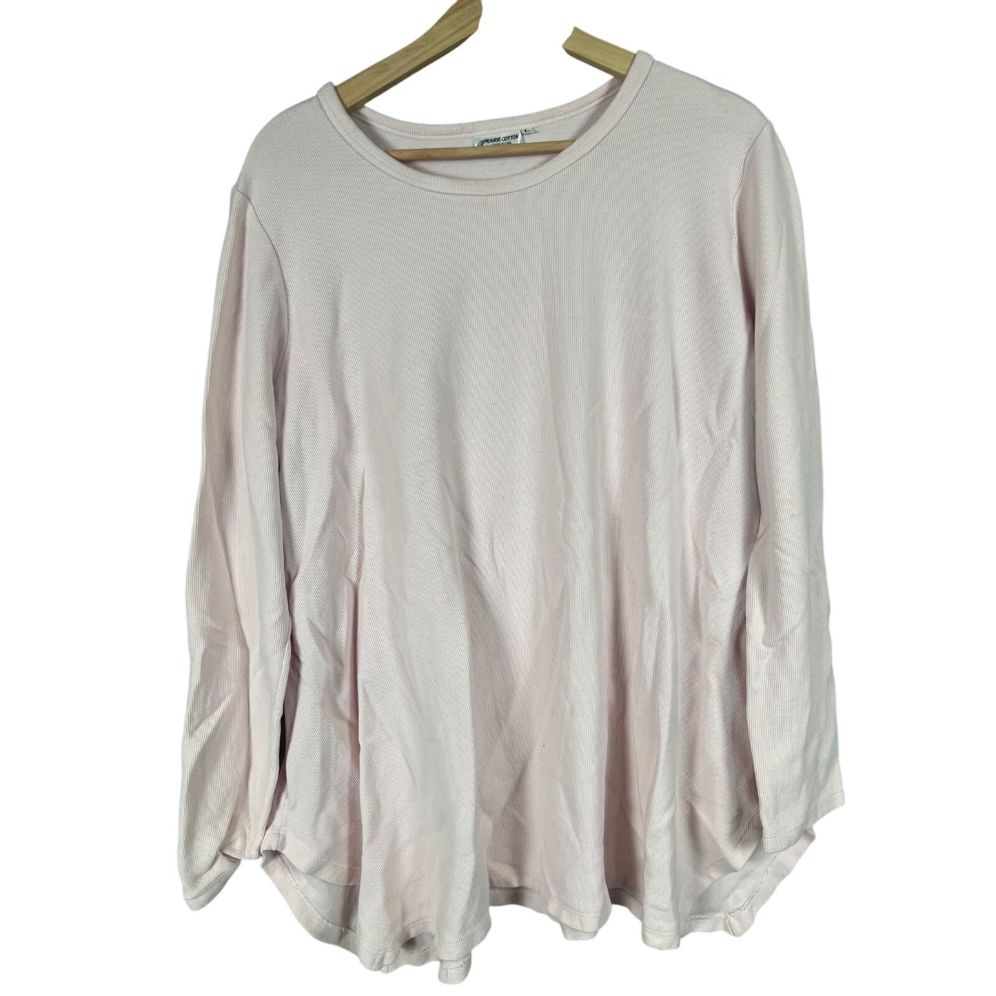 Prairie Cotton Size Large Made in USA 100% Cotton Pink Long Sleeve