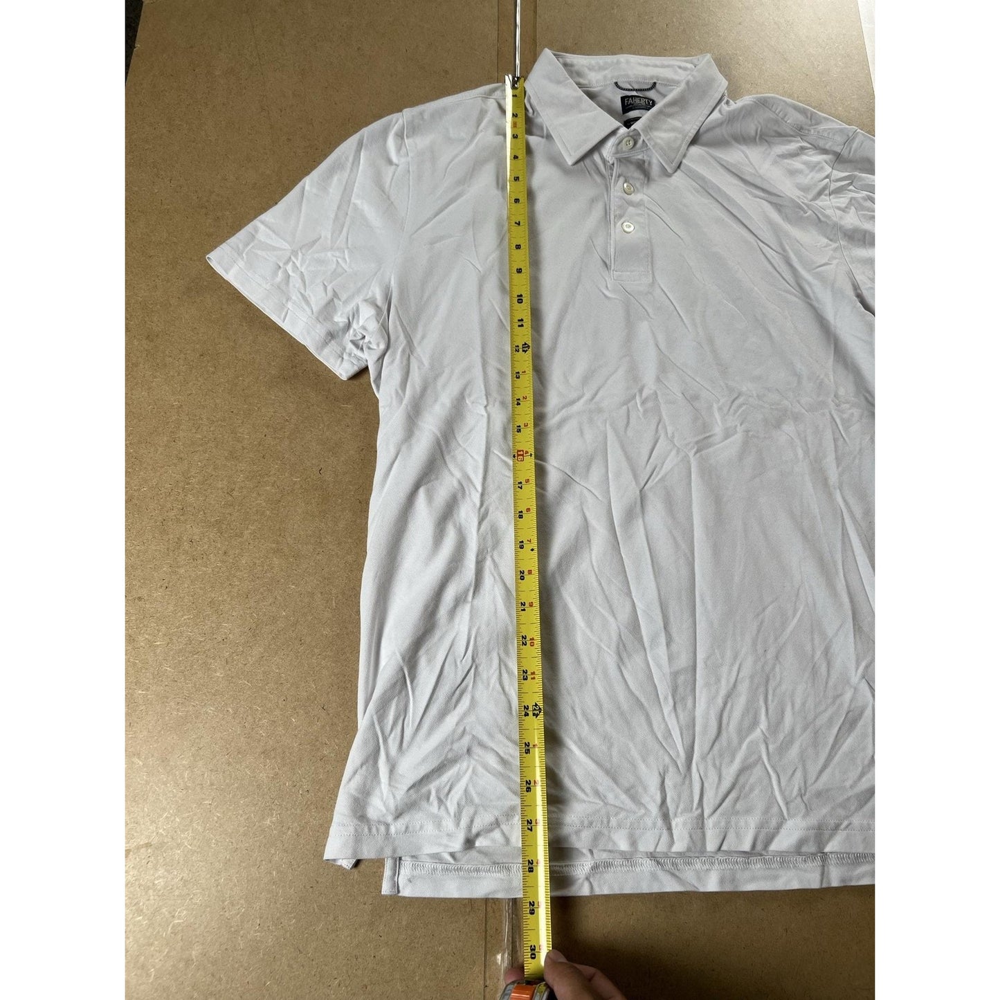 Faherty Shirt Mens XL White Cotton Modal Spandex Collared Polo Stretch