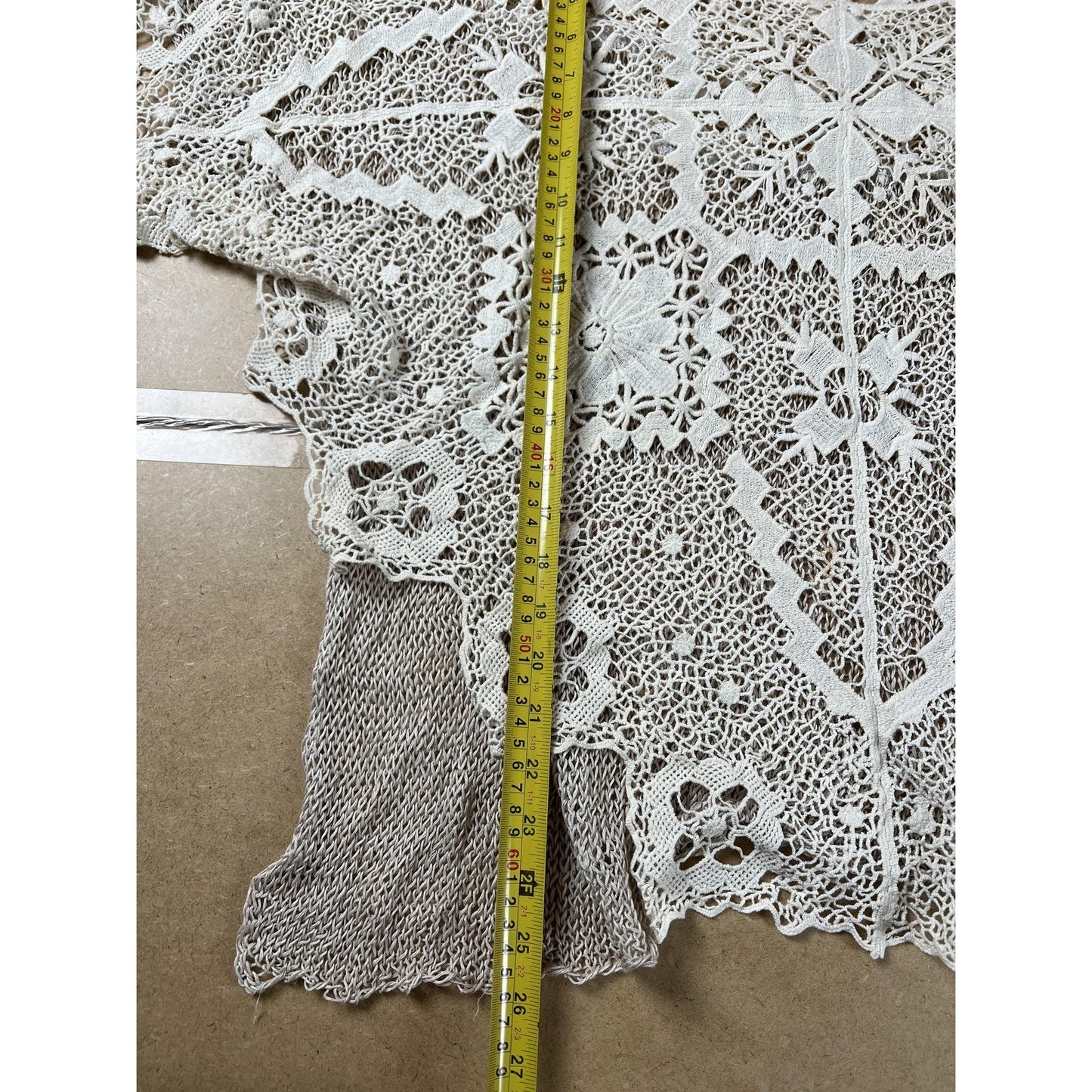 TRIP Shirt Womens XS/S Beige Linen Lace Crochet Embellished Summer Beach