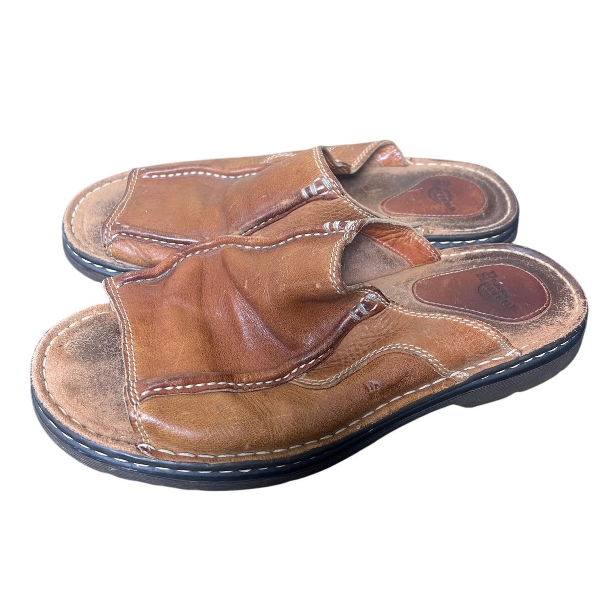 Vintage 90's Dr. Martens Brown Leather Slide Sandals Chunky Sole Size 10