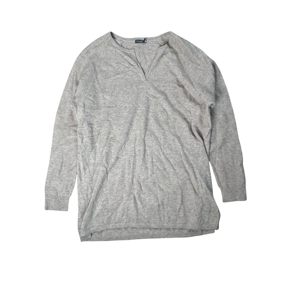 J. McLaughlin Sweater Mens L Beige Cashmere Pullover Round Neck Lightweight