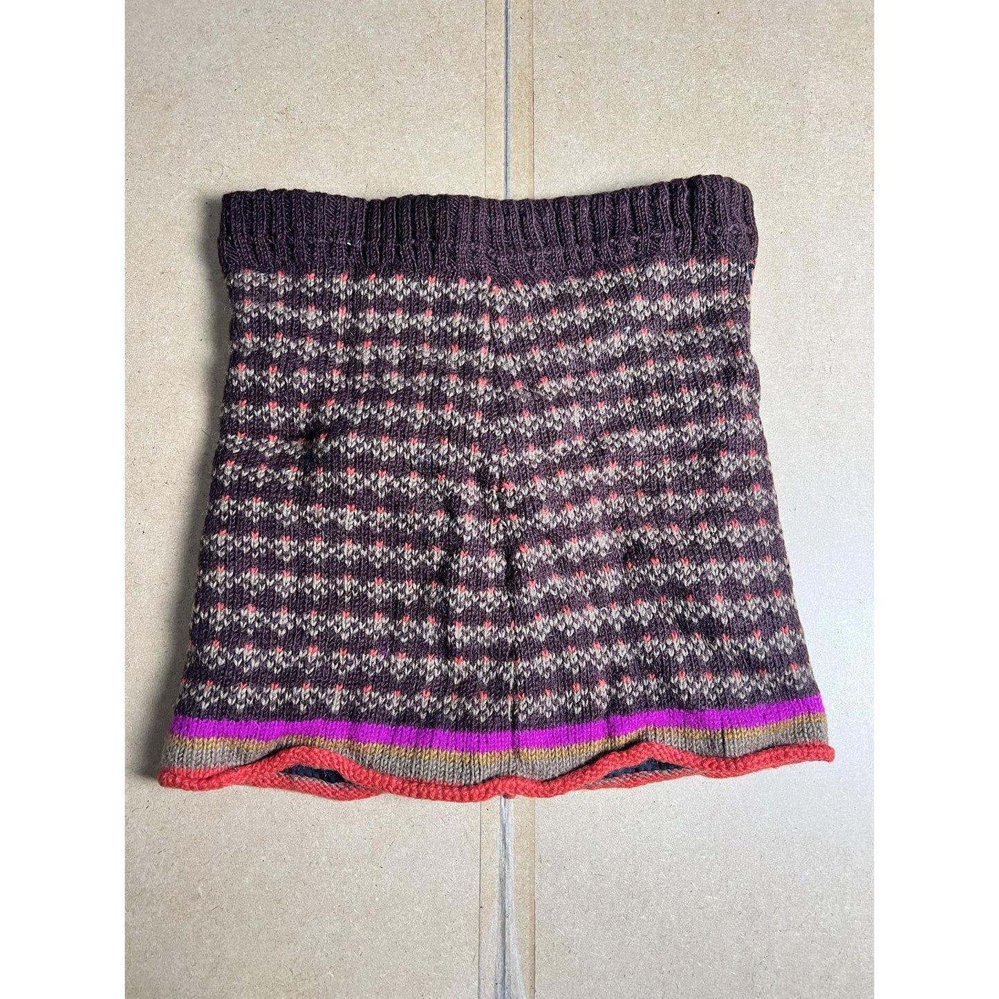 Everest Designs Skirt Womens L Multicolor Fair Isle Knit Lined Wool Drawstring