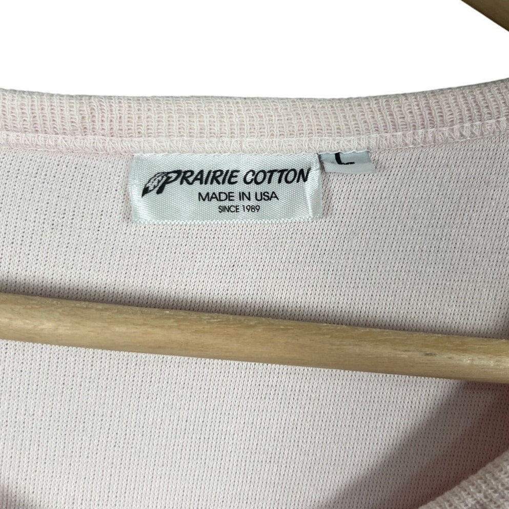 Prairie Cotton Size Large Made in USA 100% Cotton Pink Long Sleeve