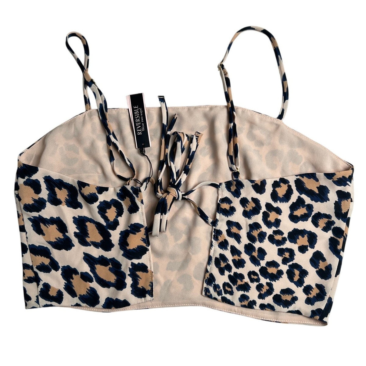 Victoria Secret NWT Tie Back Cami Reversible Nude Cheetah Medium