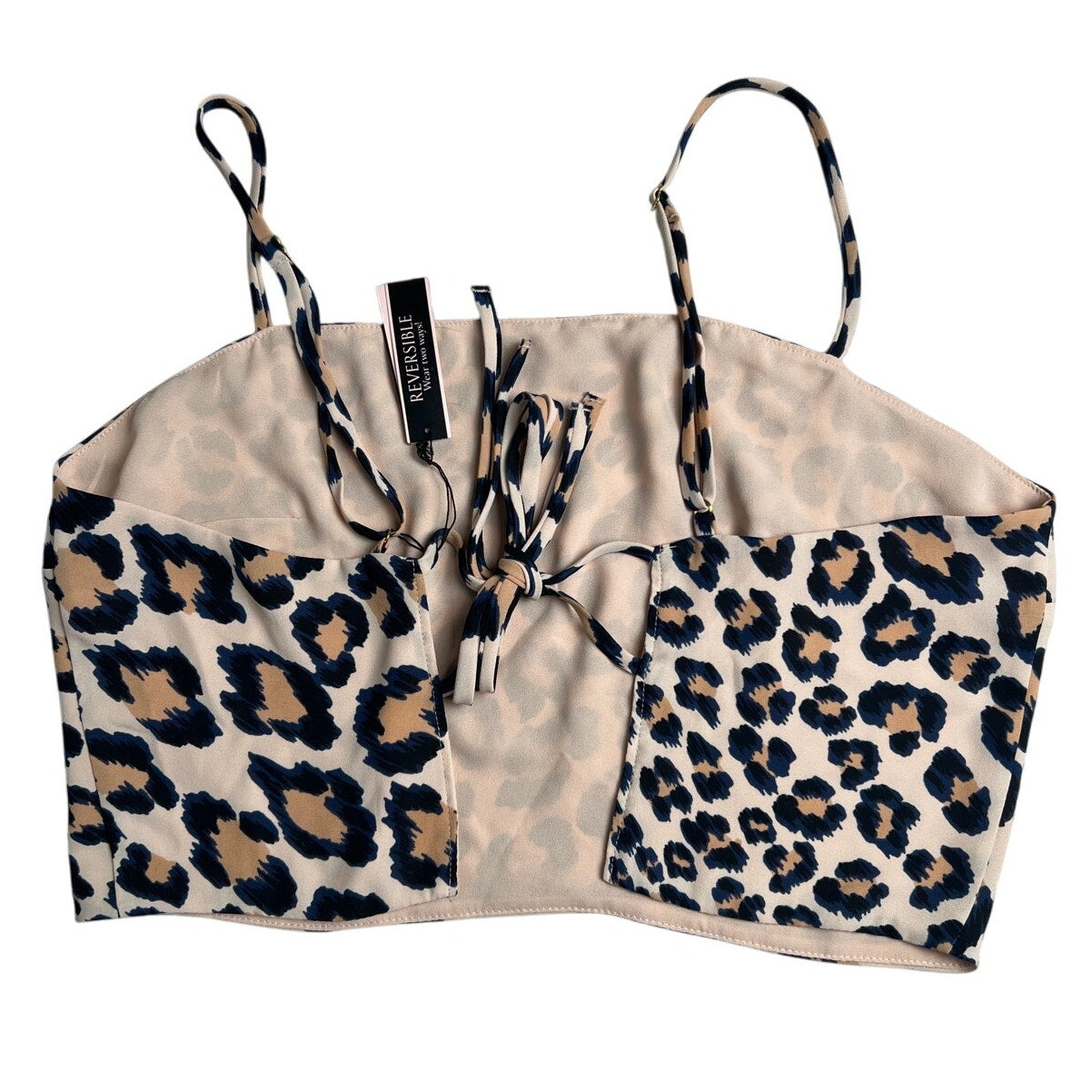 Victoria Secret NWT Tie Back Cami Reversible Nude Cheetah Medium