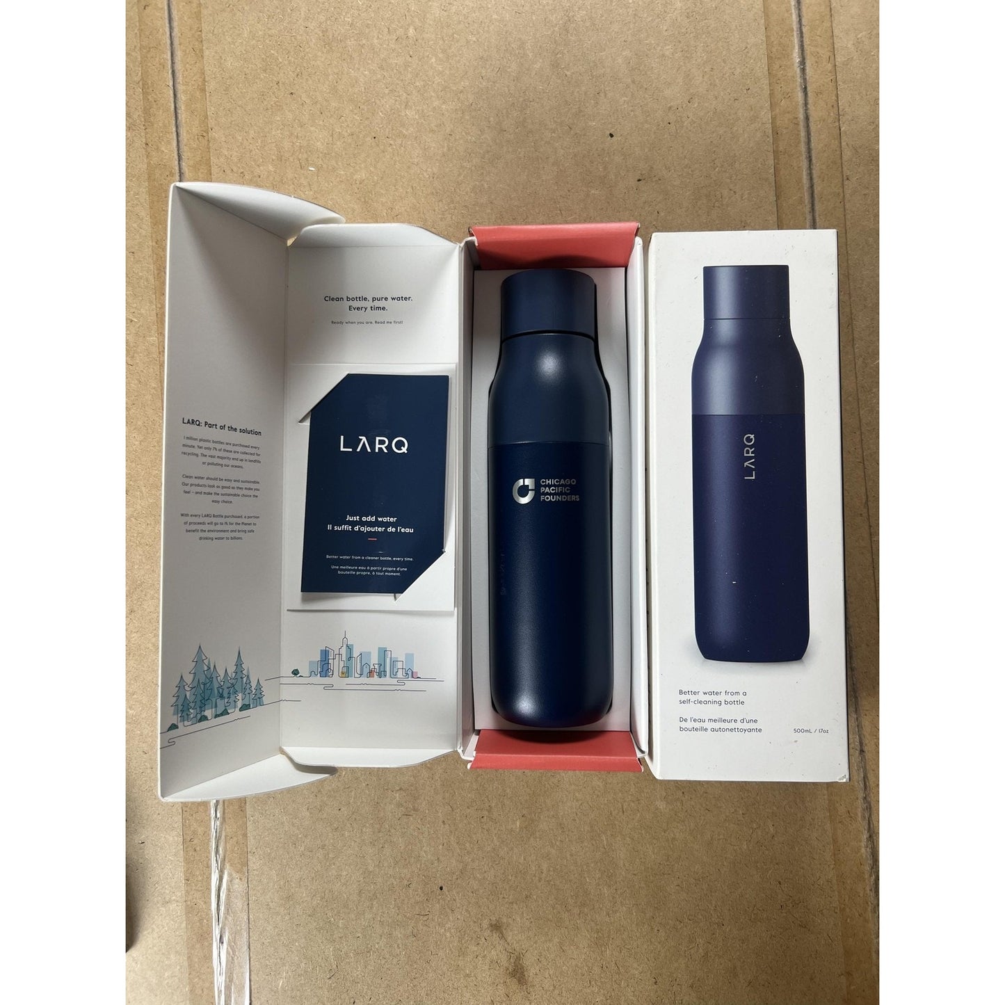 LARQ Water Bottle 17 Fl Oz Blue Stainless Steel Vacuum Insulated Screw-on Lid
