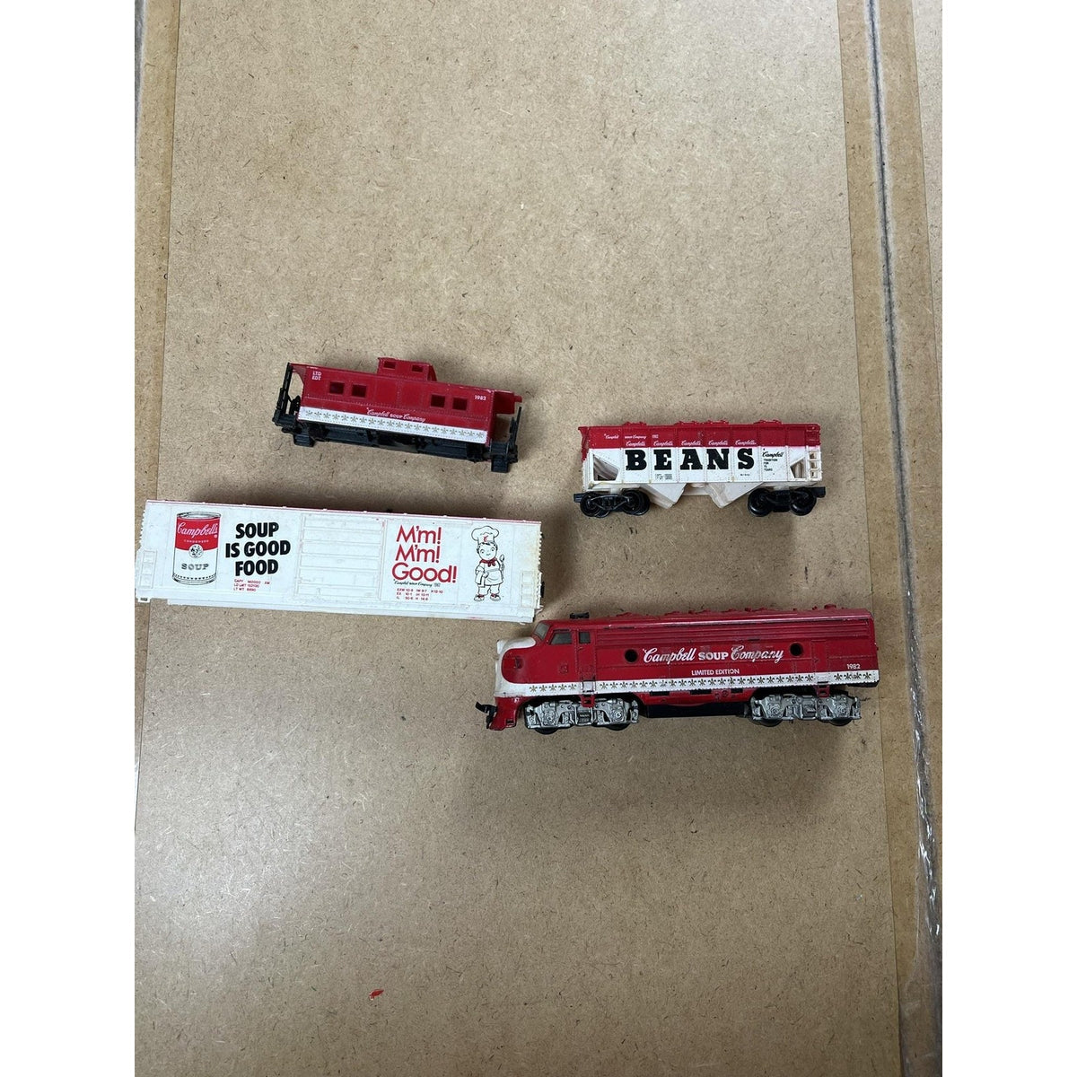 Vintage 1982 Campbell's Red Collectible Toy Train Cars Set Campbell Soup Company