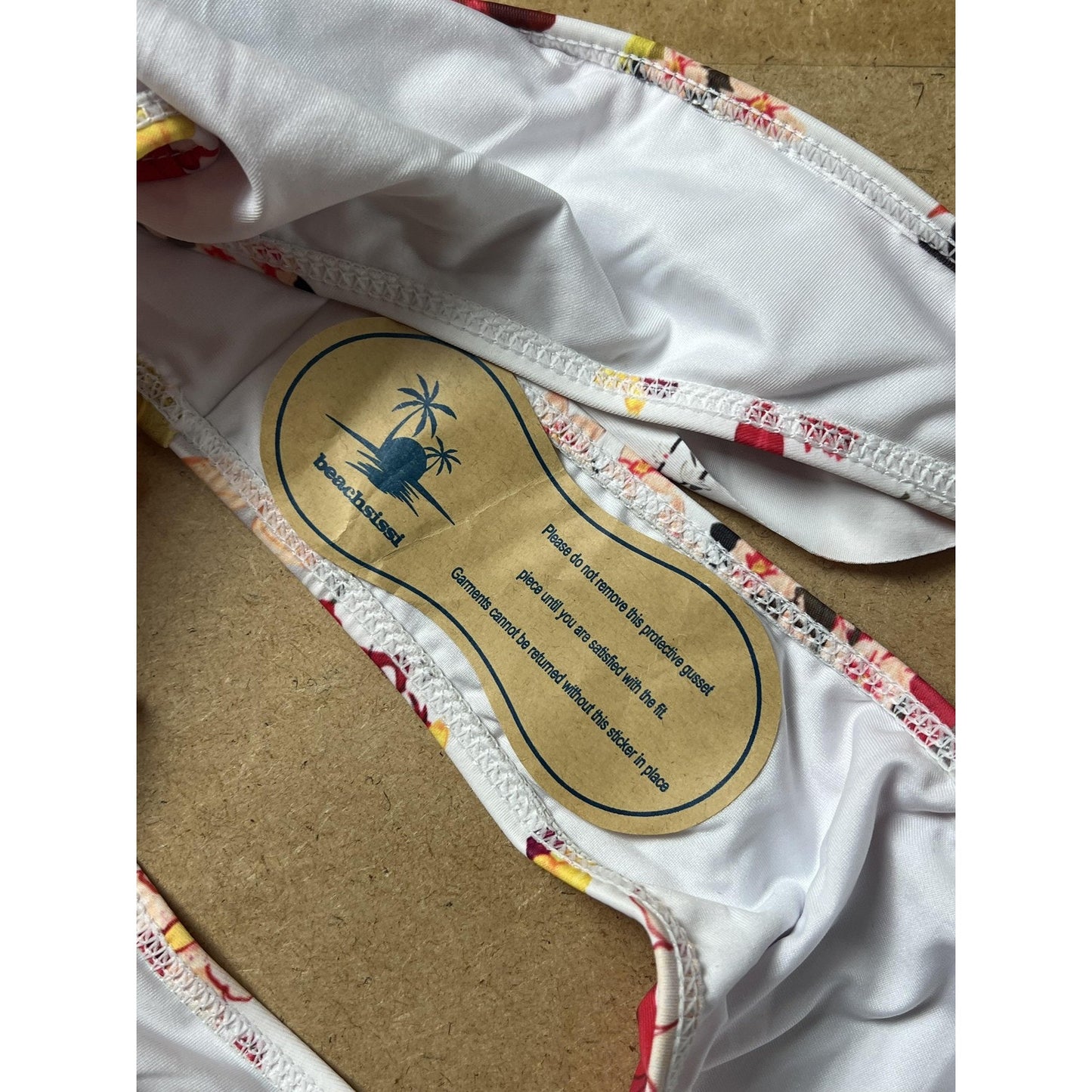 Beachkissd Panties Womens L White Floral Thong High Leg Ruffle Stretch
