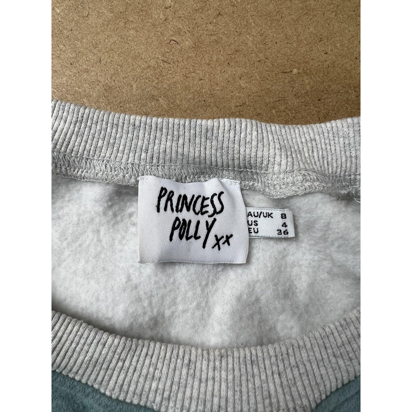 Princess Polly Sweater Womens 4 Gray Pullover Graphic Lined Relaxed Fleece