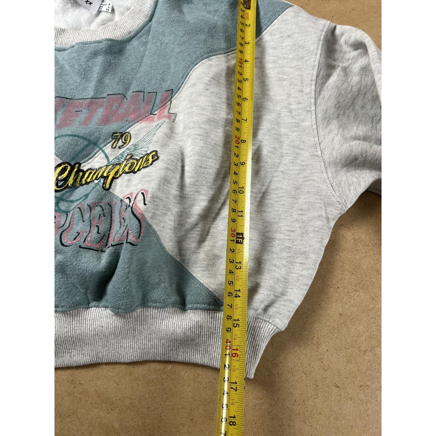 Princess Polly Sweater Womens 4 Gray Pullover Graphic Lined Relaxed Fleece