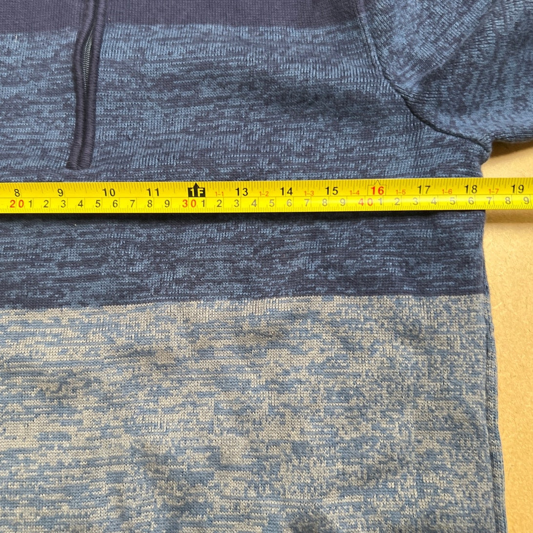 REI Sweater Mens Small Blue Heathered Mock Neck 1/4 Zip Pullover HIking
