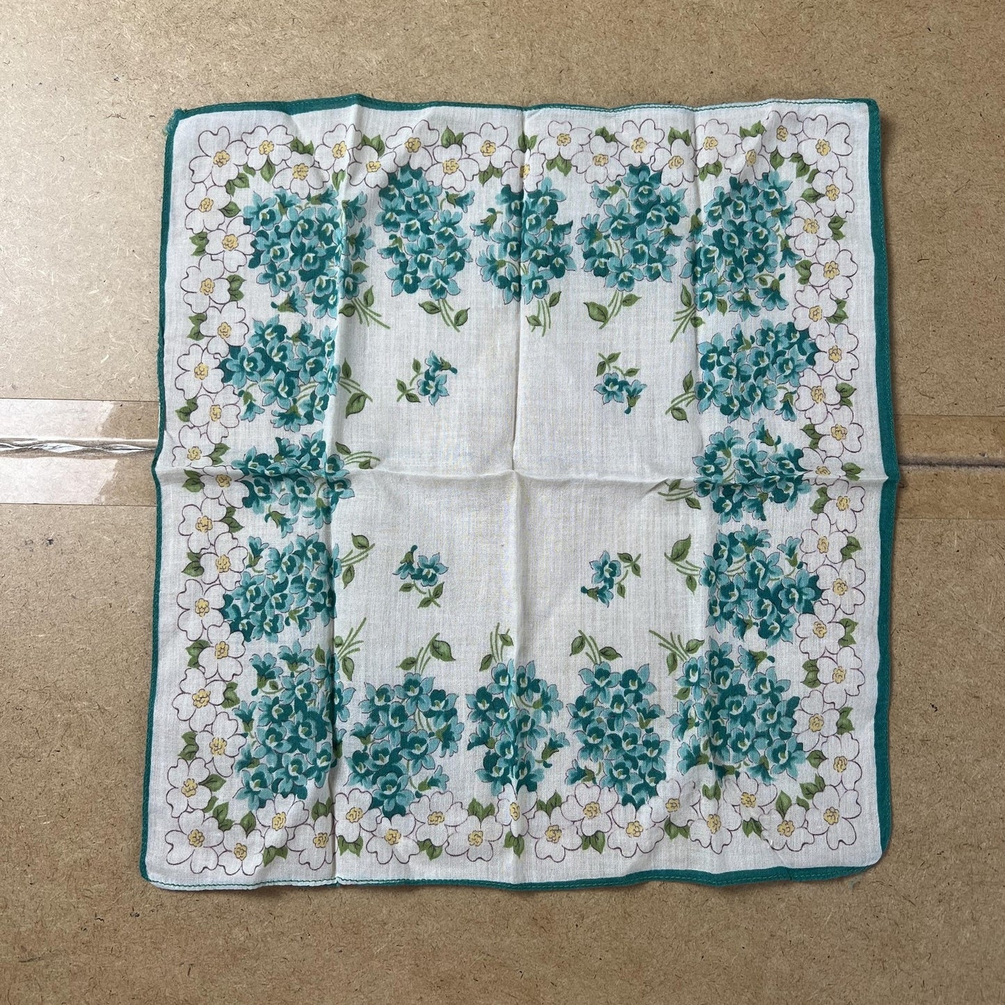Handkerchief Mens One Size Aqua Floral 100% Cotton Lawn Pocket Square Accessory