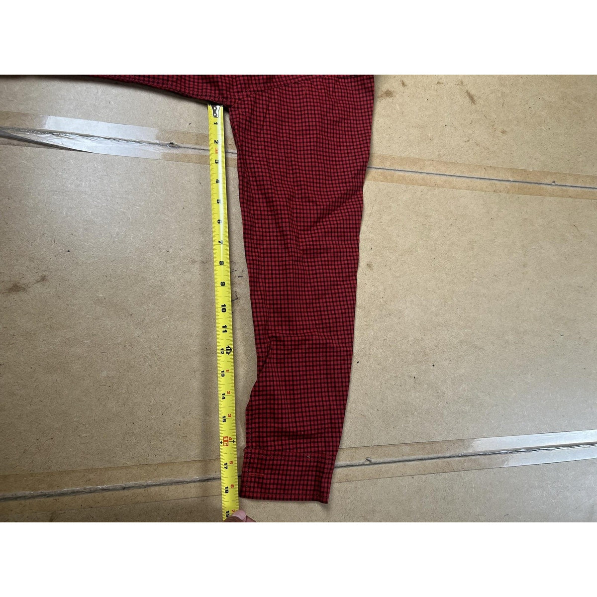 Robinhood Shirt Mens 38 Red Check Flannel Henley Long Sleeve Pockets Button