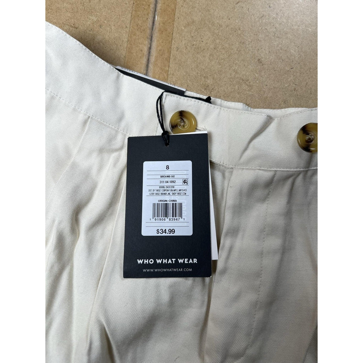 WHO WHAT WEAR Pants Womens 8 White Wide Leg Cropped Twill Lined Pleated