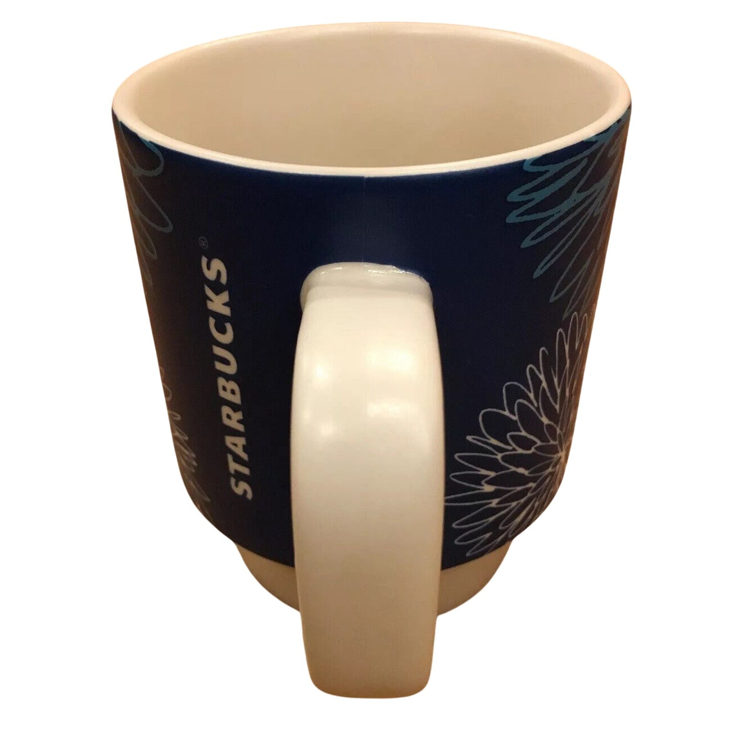 Starbucks Matte Blue With Flowers/Mums Stackable Mug 2016