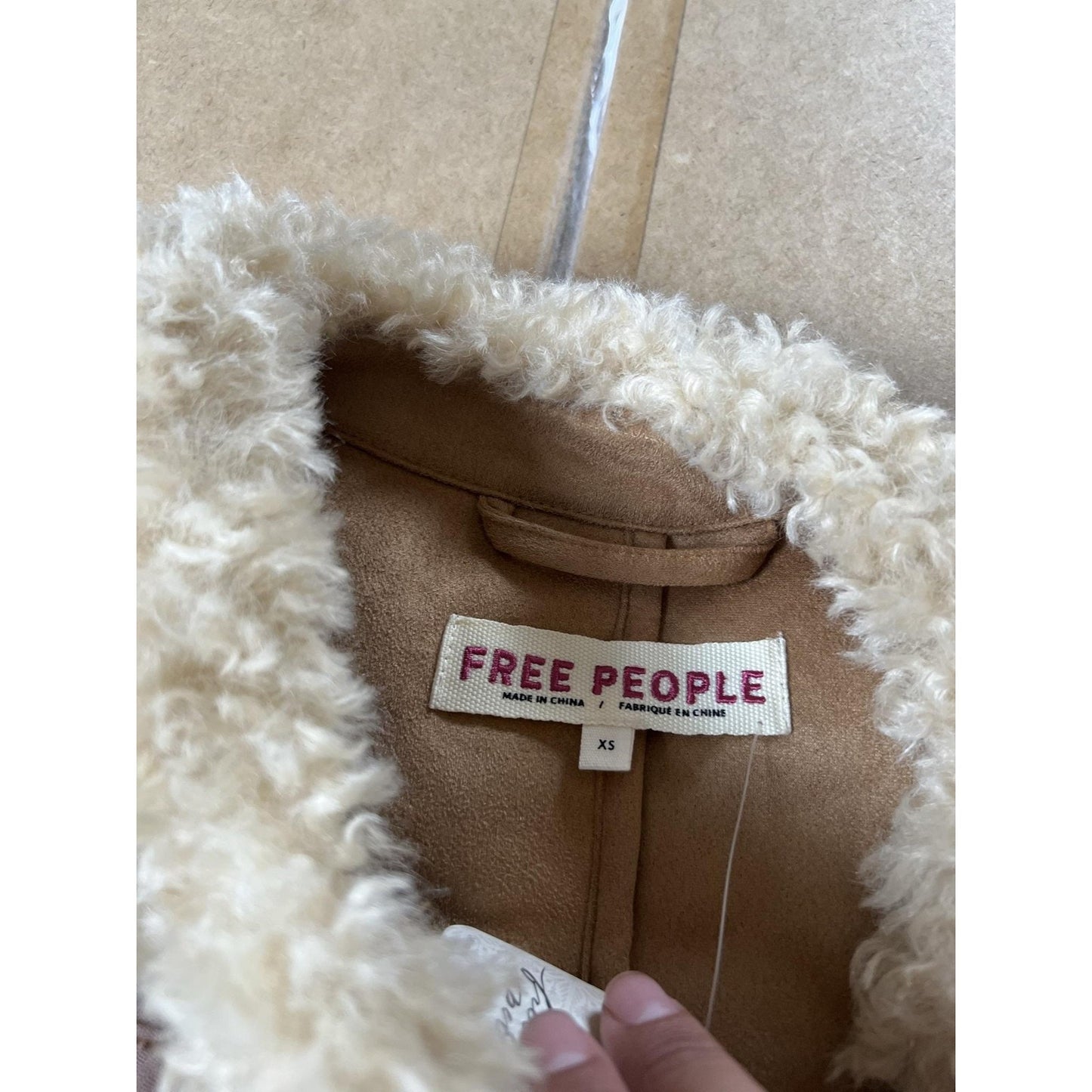 Free People Vest Womens XS Beige Faux Fur Lined Pockets Toggle Closure Casual