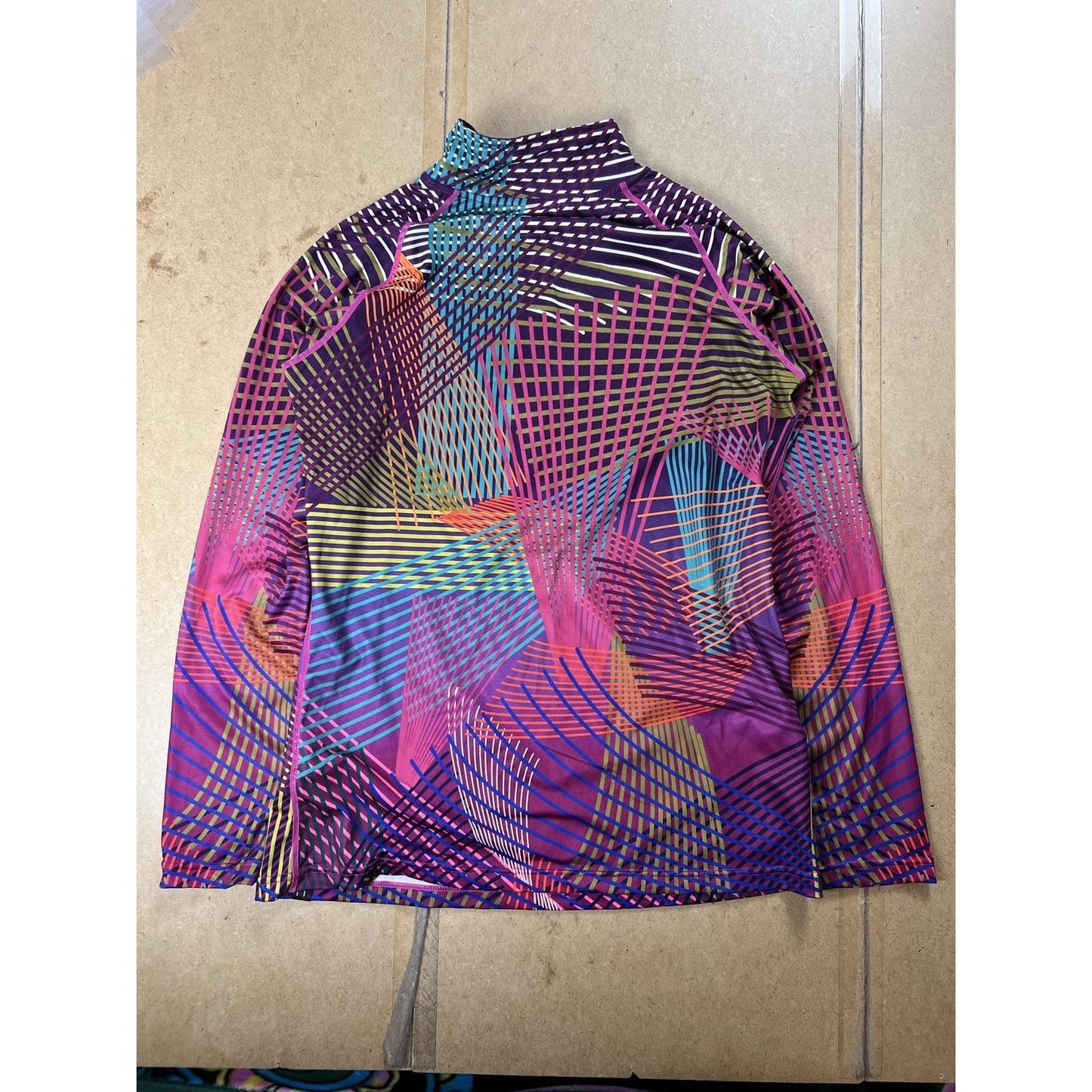 Neve Pullover Womens XL Purple 1/4 Zip Geometric Athletic Lightweight Stretch