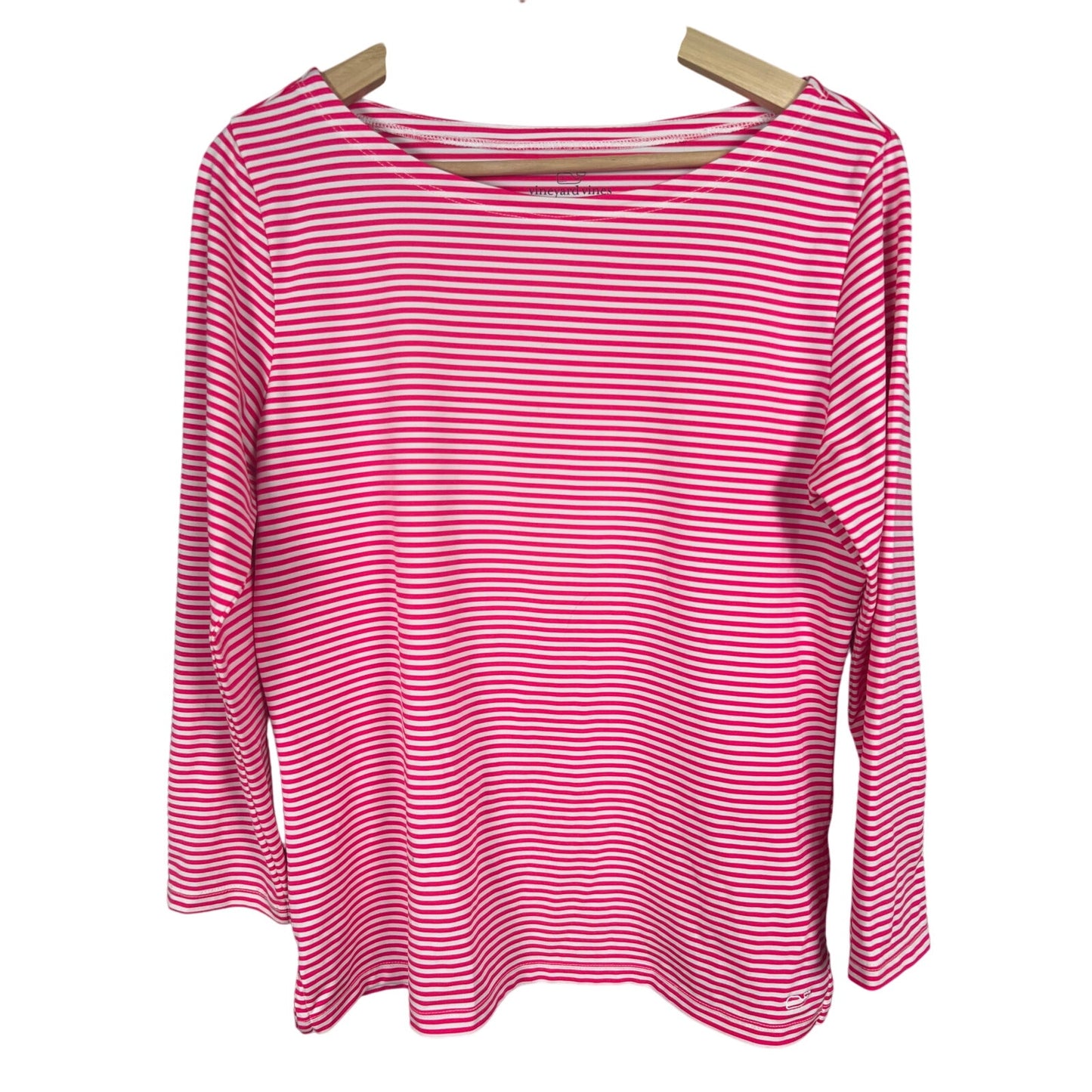 Vineyard Vines Sankaty Size Medium LS Women’s T-shirt Striped Pink