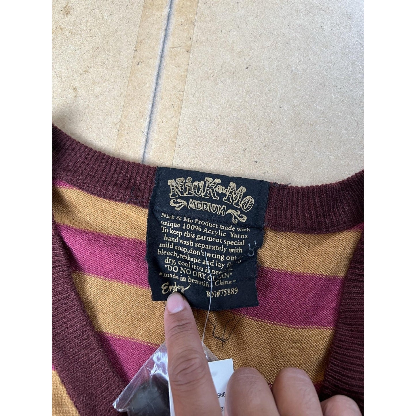 Nick & Mo Cardigan Womens M Multicolor Striped V-Neck Button Embroidered